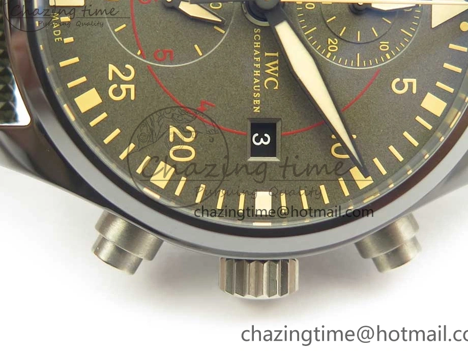 MIROTIME 0821 Classic PILOT IW389001 ZF 1:1 Best Edition Ceramic Case Green Dial on Green Nylon Strap A7750 (Function Same As Genuine) 7160